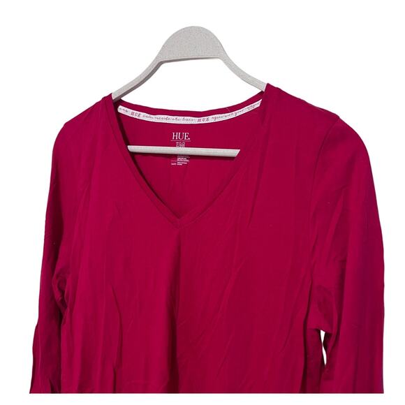 HUE TOP WOMENS MEDIUM LONG SLEEVE LOUNGE SLEEP T-SHIRT MODAL COTTON RED NEW! - Picture 5 of 7